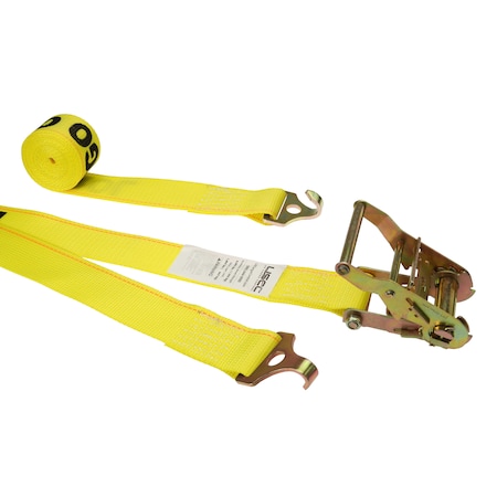 Us Cargo Control 2" x 12' Yellow Ratchet Strap w/ F-Track Plate Trailer Hooks 5312FNH1012-Y